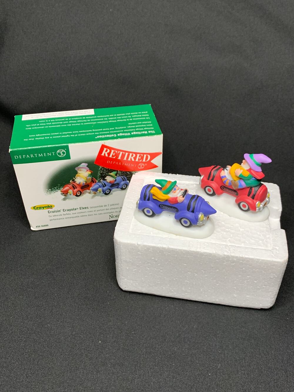 Dept 56 Cruisin’ Crayola Elves 56800 North Pole Village Set of 2 Box